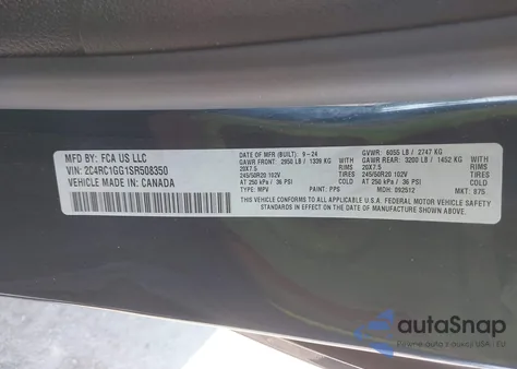 2025 Chrysler Pacifica Limited из США, поврежденный, VIN 2C4RC1GG1SR508350